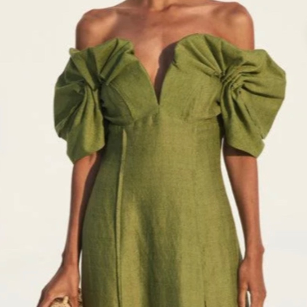 Cult Gaia Green Off the Shoulder Dress - Sold Out Everywhere